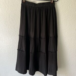 Dazy Large Skirt Accordion Tiered Black Pull On Whimsigoth Boho Fairycore